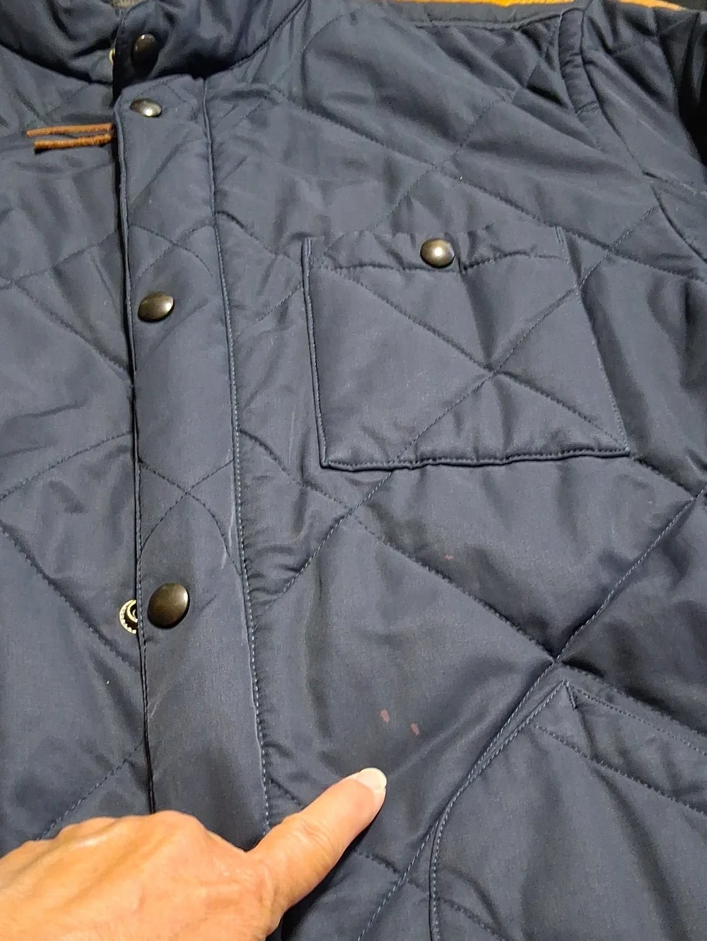 J.CREW Jacket Mens LARGE NAVY BLUE QUILTED ?? COAT Preowned Used Full Zip